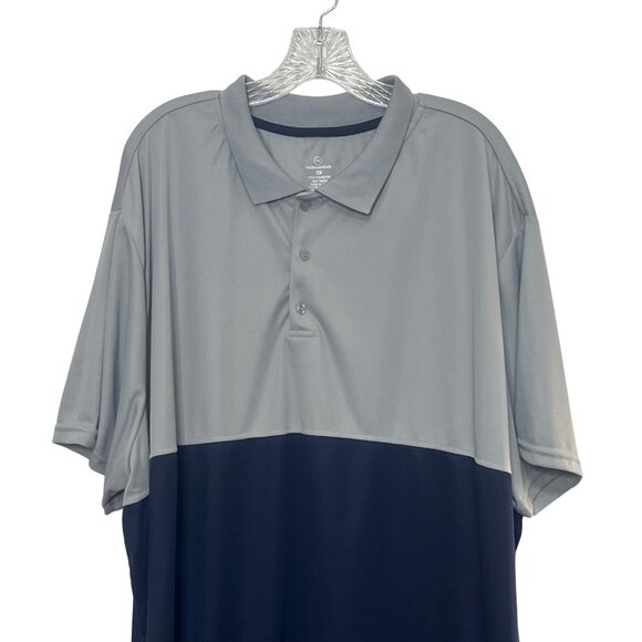 Real Essentials Polo Shirt Mens 5X Colorblock Gray Blue New Golf - Picture 3 of 5